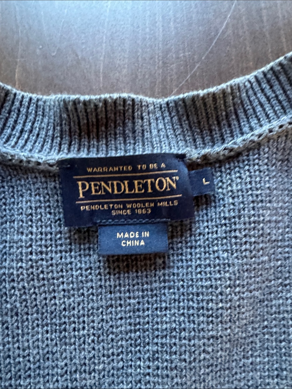 Pendleton Slate Blue Open Front Cardigan with Colorful Aztec Sleeves - Picture 2 of 3